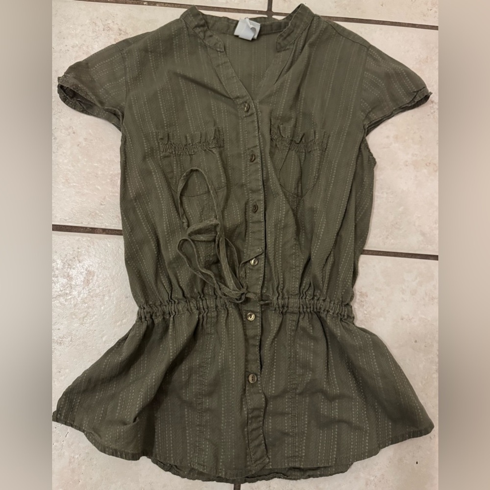 Merona Army Green Button-Down Women's Shirt